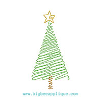 Christmas Tree Scribble Embroidery Design